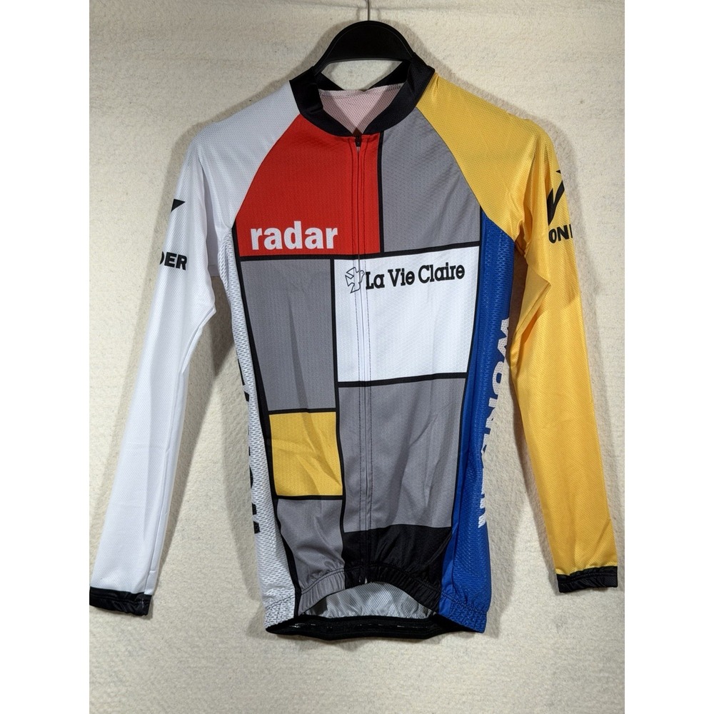Cyclerun Cycling Jersey Mens XS Mondrian Style Long Sleeve Full Zip Bike